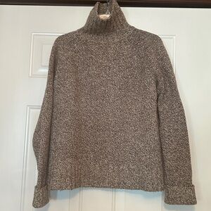 Express Marino Wool Turtleneck Sweater Brown/Cream Heather Vintage Y2K Classic